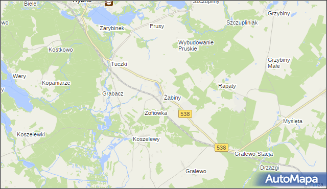 mapa Żabiny, Żabiny na mapie Targeo