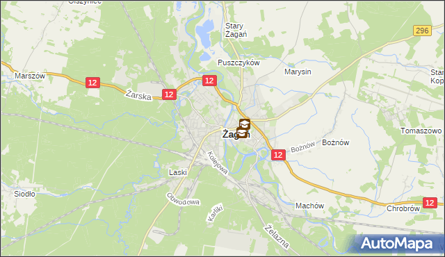 mapa Żagań, Żagań na mapie Targeo