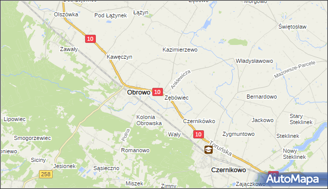 mapa Zębówiec, Zębówiec na mapie Targeo