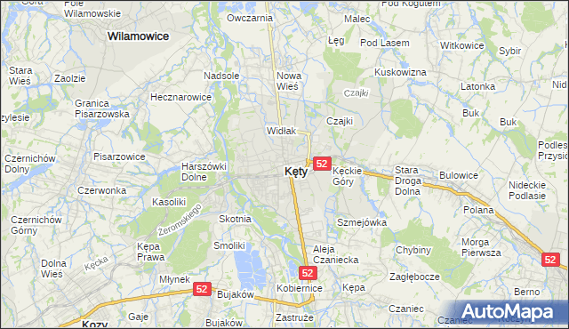 mapa Kęty, Kęty na mapie Targeo