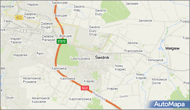 mapa Świdnika, Świdnik na mapie Targeo