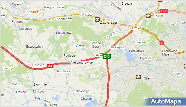 mapa Balice gmina Zabierzów, Balice gmina Zabierzów na mapie Targeo