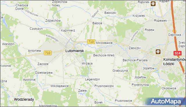 mapa Bechcice-Wieś, Bechcice-Wieś na mapie Targeo