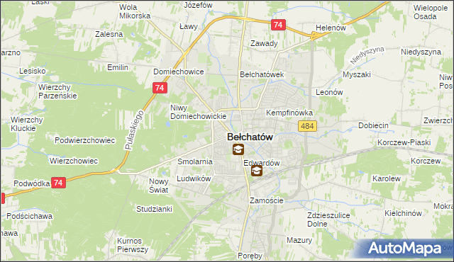 mapa Bełchatów, Bełchatów na mapie Targeo