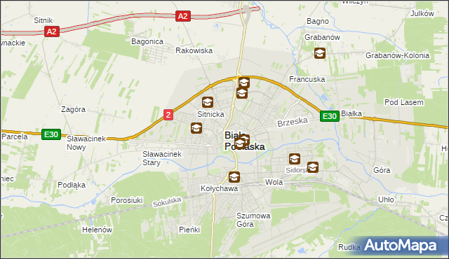 mapa Białej Podlaskiej, Biała Podlaska na mapie Targeo