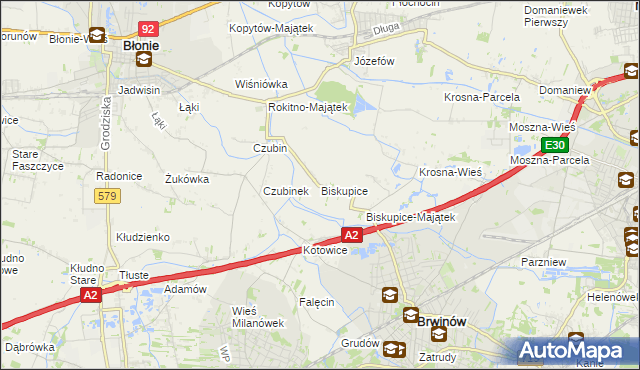 mapa Biskupice gmina Brwinów, Biskupice gmina Brwinów na mapie Targeo