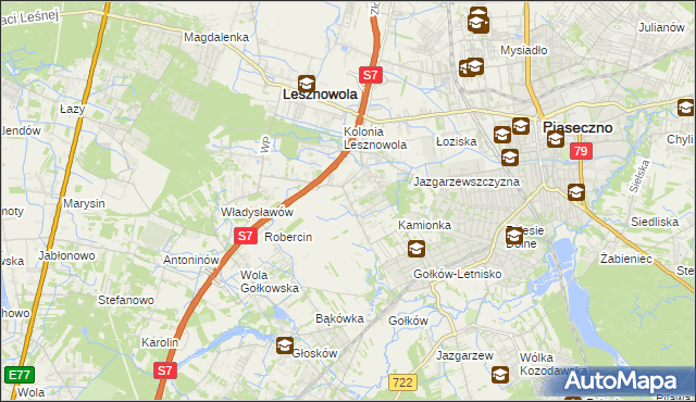 mapa Bobrowiec gmina Piaseczno, Bobrowiec gmina Piaseczno na mapie Targeo