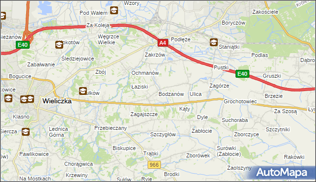 mapa Bodzanów gmina Biskupice, Bodzanów gmina Biskupice na mapie Targeo