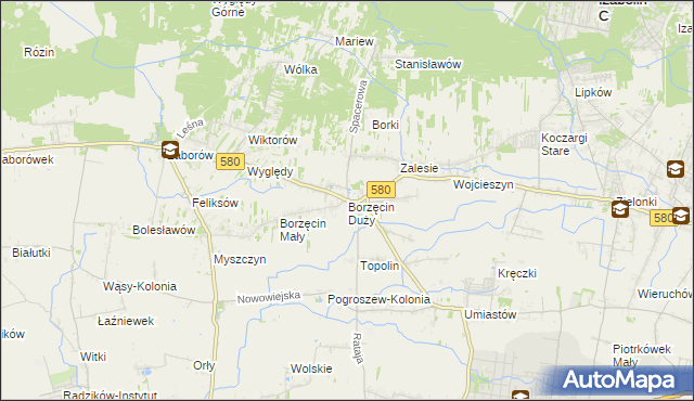 mapa Borzęcin Duży, Borzęcin Duży na mapie Targeo