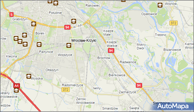 mapa Brochów gmina Wrocław, Brochów gmina Wrocław na mapie Targeo