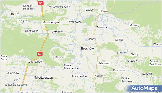 mapa Brochów powiat sochaczewski, Brochów powiat sochaczewski na mapie Targeo