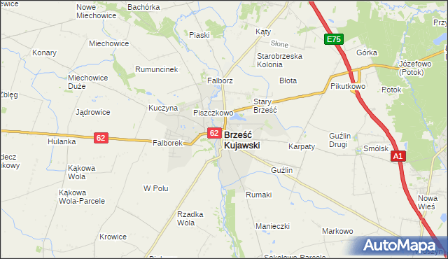 mapa Brześć Kujawski, Brześć Kujawski na mapie Targeo