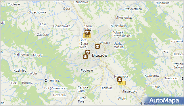 mapa Brzozów, Brzozów na mapie Targeo