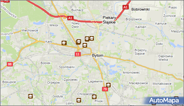 mapa Bytomia, Bytom na mapie Targeo