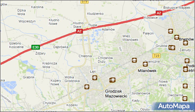 mapa Chrzanów Duży, Chrzanów Duży na mapie Targeo