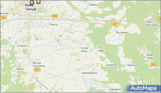 mapa Cicha Góra, Cicha Góra na mapie Targeo