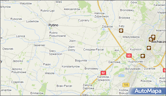 mapa Ćmiszew-Parcel, Ćmiszew-Parcel na mapie Targeo