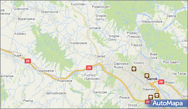 mapa Czerteż, Czerteż na mapie Targeo