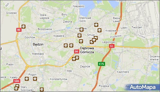 mapa Dąbrowa Górnicza, Dąbrowa Górnicza na mapie Targeo