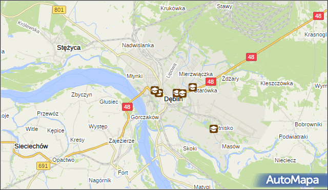 mapa Dęblin, Dęblin na mapie Targeo