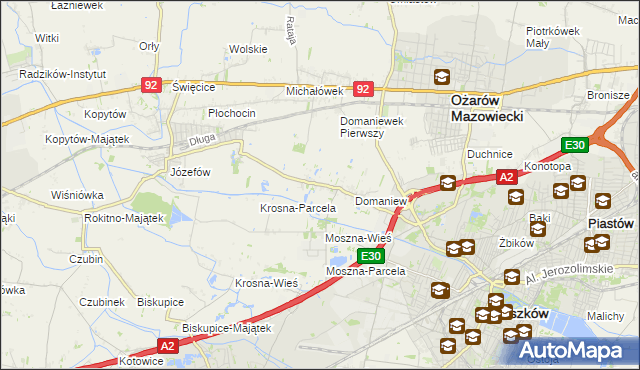 mapa Domaniewek gmina Brwinów, Domaniewek gmina Brwinów na mapie Targeo