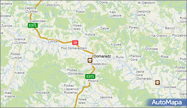 mapa Domaradz powiat brzozowski, Domaradz powiat brzozowski na mapie Targeo