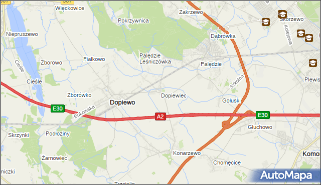 mapa Dopiewiec, Dopiewiec na mapie Targeo