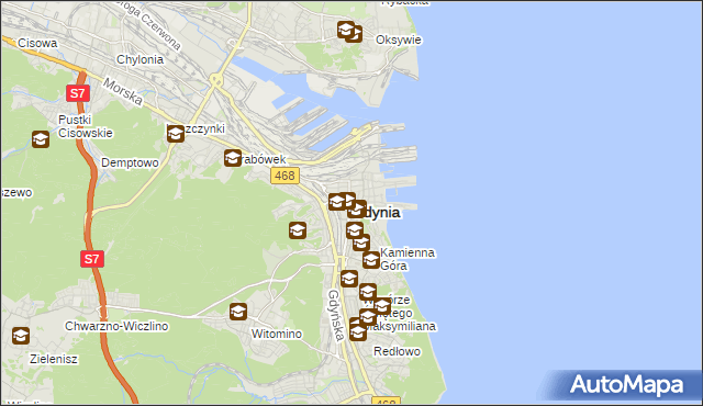 mapa Gdyni, Gdynia na mapie Targeo