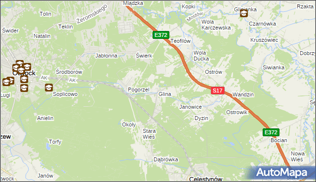 mapa Glina gmina Celestynów, Glina gmina Celestynów na mapie Targeo