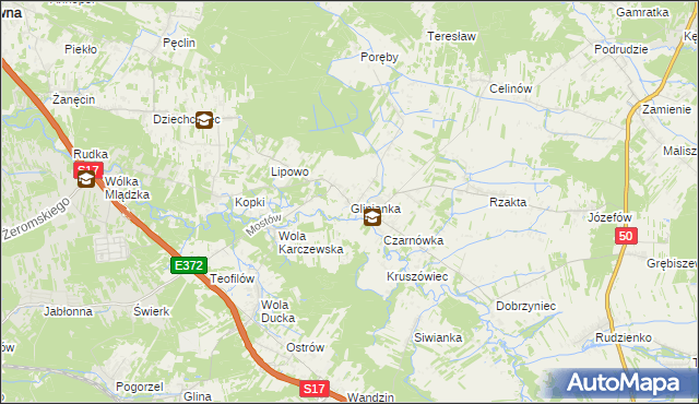 mapa Glinianka gmina Wiązowna, Glinianka gmina Wiązowna na mapie Targeo