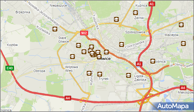 mapa Gliwic, Gliwice na mapie Targeo