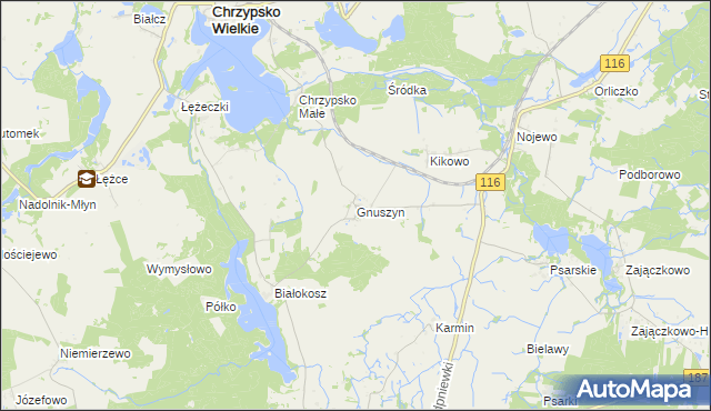 mapa Gnuszyn, Gnuszyn na mapie Targeo