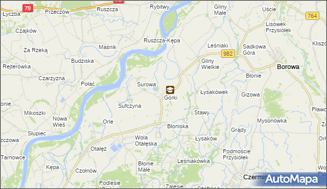 mapa Górki gmina Borowa, Górki gmina Borowa na mapie Targeo