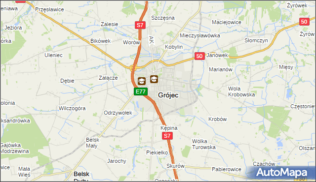 mapa Grójec, Grójec na mapie Targeo