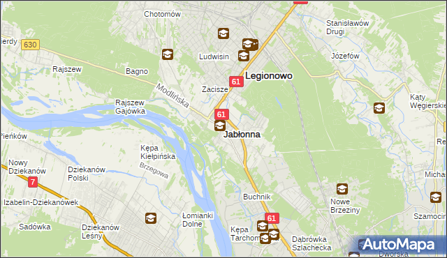 mapa Jabłonna powiat legionowski, Jabłonna powiat legionowski na mapie Targeo