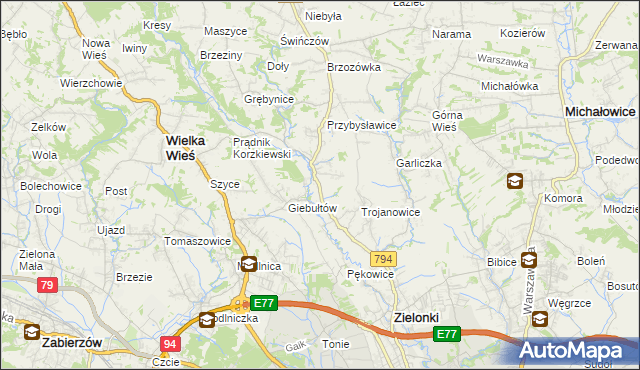 mapa Januszowice gmina Zielonki, Januszowice gmina Zielonki na mapie Targeo