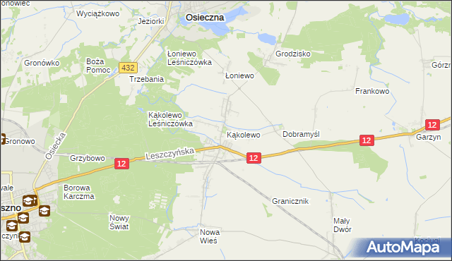 mapa Kąkolewo gmina Osieczna, Kąkolewo gmina Osieczna na mapie Targeo