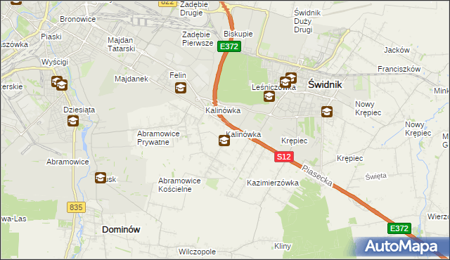 mapa Kalinówka gmina Głusk, Kalinówka gmina Głusk na mapie Targeo