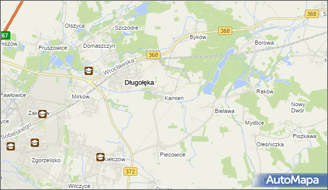 mapa Kamień gmina Długołęka, Kamień gmina Długołęka na mapie Targeo