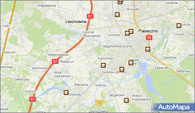 mapa Kamionka gmina Piaseczno, Kamionka gmina Piaseczno na mapie Targeo