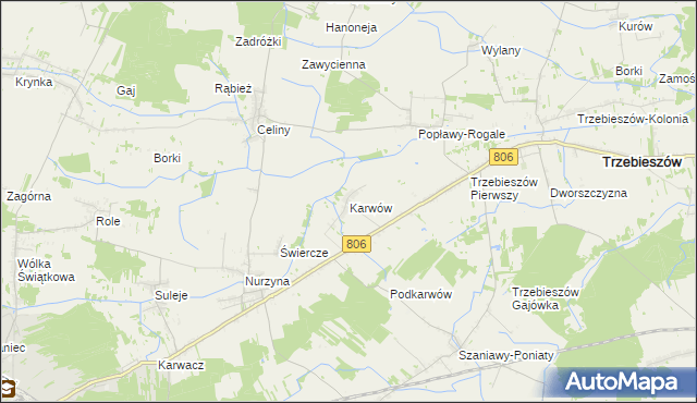 mapa Karwów gmina Trzebieszów, Karwów gmina Trzebieszów na mapie Targeo
