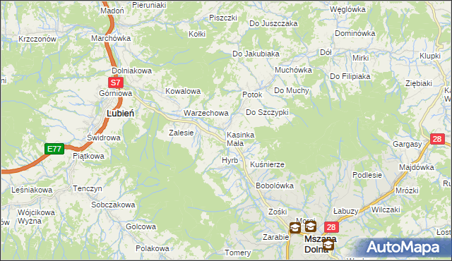 mapa Kasinka Mała, Kasinka Mała na mapie Targeo