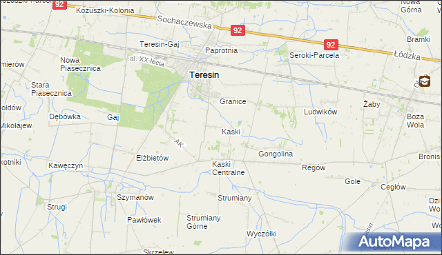 mapa Kaski gmina Baranów, Kaski gmina Baranów na mapie Targeo