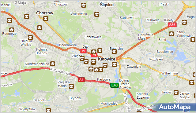 mapa Katowic, Katowice na mapie Targeo