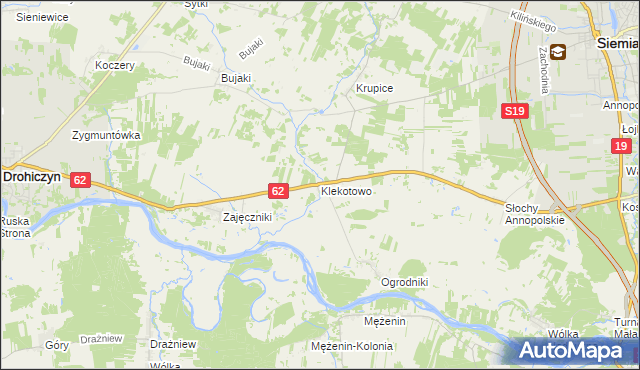 mapa Klekotowo gmina Siemiatycze, Klekotowo gmina Siemiatycze na mapie Targeo