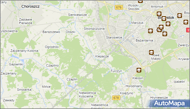 mapa Klepacze gmina Choroszcz, Klepacze gmina Choroszcz na mapie Targeo