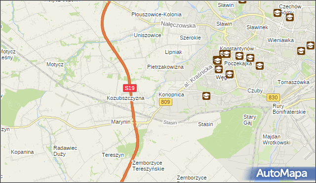 mapa Konopnica powiat lubelski, Konopnica powiat lubelski na mapie Targeo