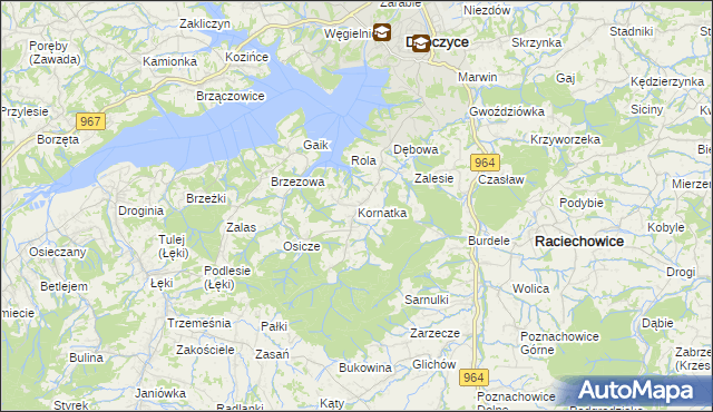 mapa Kornatka gmina Dobczyce, Kornatka gmina Dobczyce na mapie Targeo