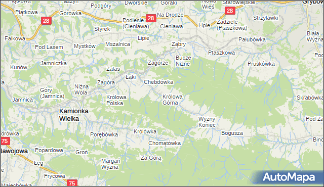 mapa Królowa Górna, Królowa Górna na mapie Targeo