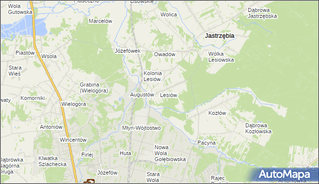 mapa Lesiów, Lesiów na mapie Targeo